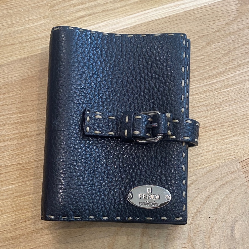 Fendi Black Textured Leather Card holder